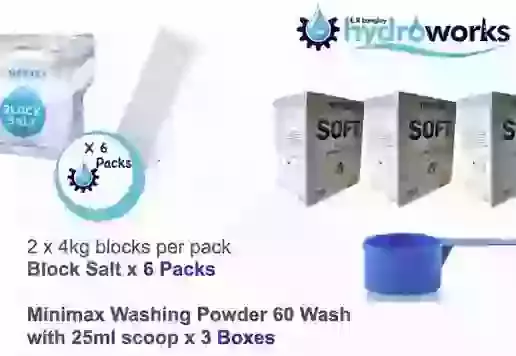 Harvey’s Original Block Salt 8kg and 3 x 60 Wash Washing Powders